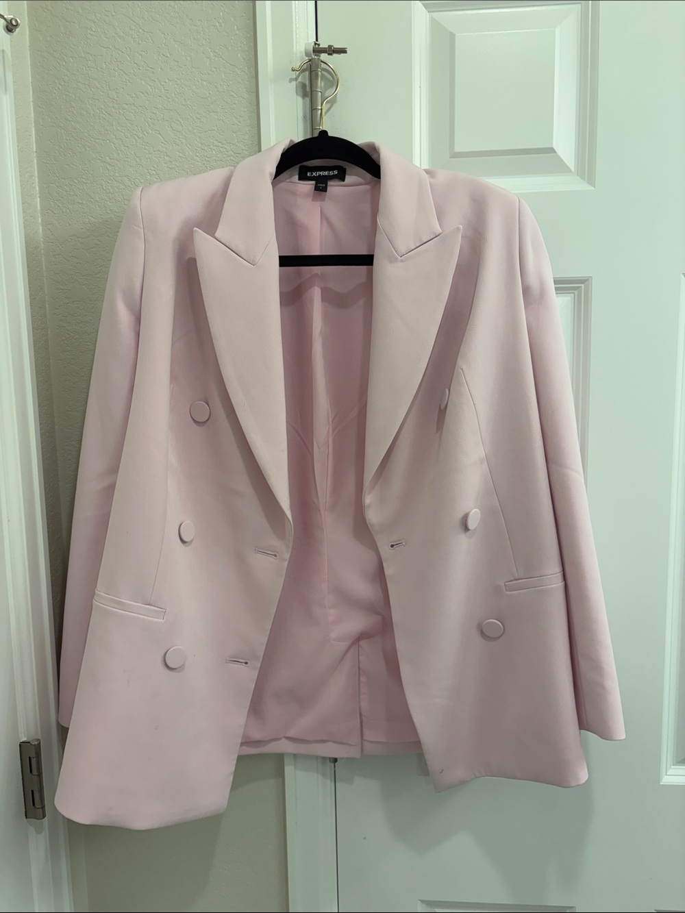 Express Women's Double-Breasted Blazer in Pale Pink